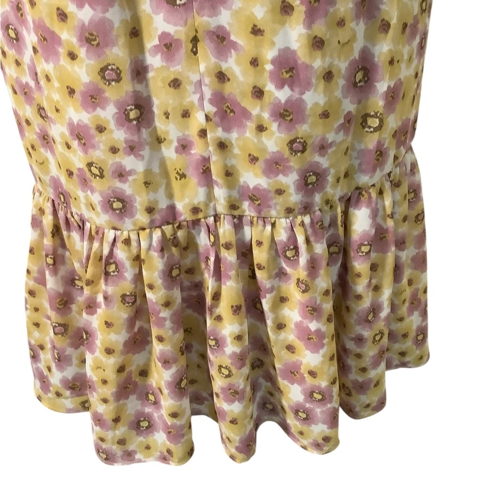 WAYF Daphne pink and yellow floral print midi ruffle dress. MED. COTTAGECORE - Picture 10 of 16